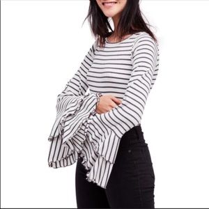 NWT Free People Lettuce Trim Bell Sleeve Top Sz S